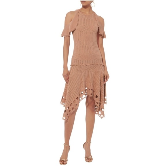 Jonathan Simkhai For Intermix Blush Crochet Handkerchief Hem Blush Dress - Picture 1 of 16